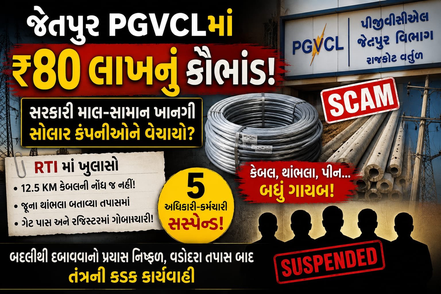 Jetpur PGVCL Scam જેતપુર PGVCLમાં ₹80 લાખના કથિત કૌભાંડથી ખળભળાટ!